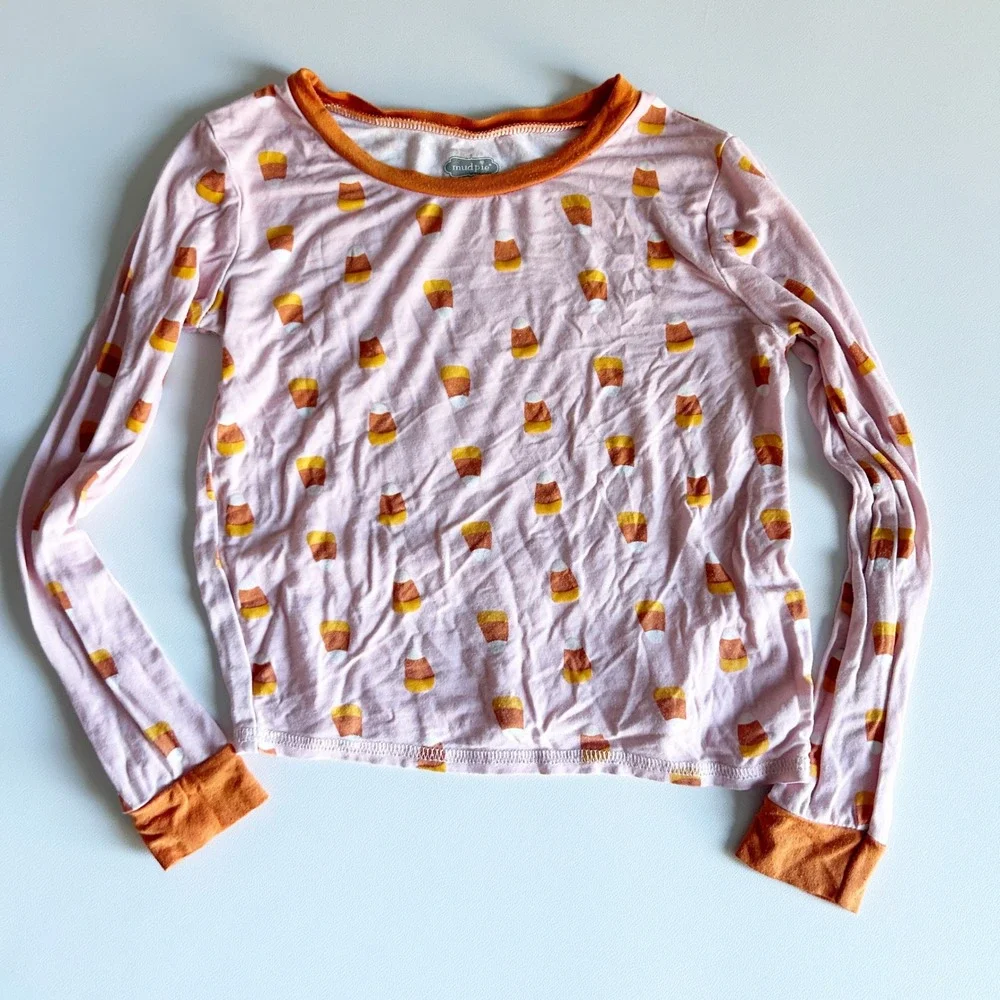 Mud Pie Kids Bamboo‎ Halloween Pajama Set Candy Corn Long Sleeve Pants Size 5T